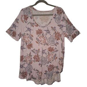 Maurices Pink Floral Scoop Neck Tee Size XL